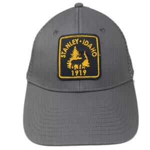 Gear Gray Trucker Hat Stanley Idaho 1919 Elk Yellow Patch Snapback OS Adjustable